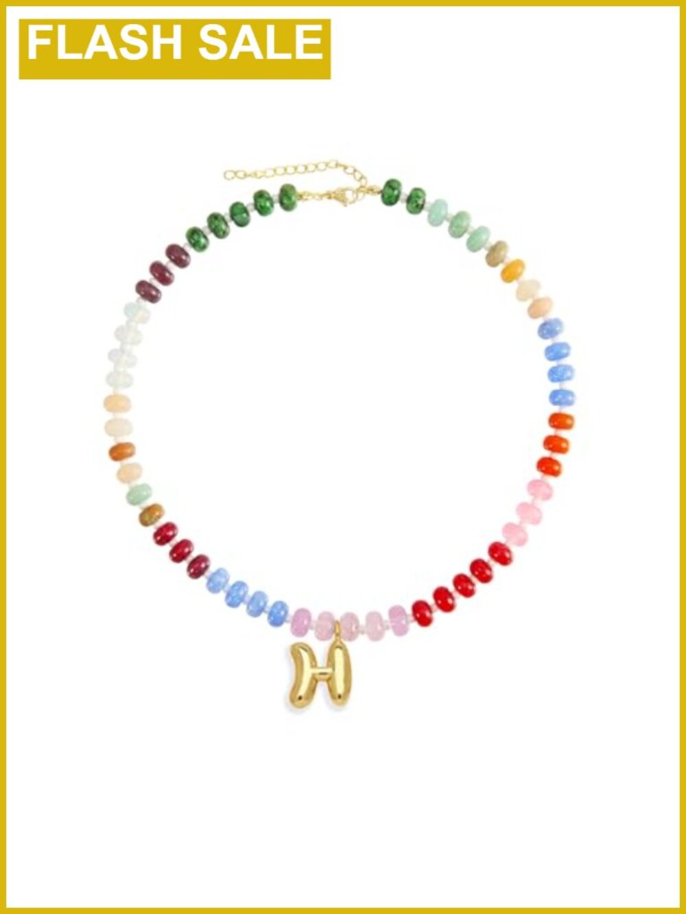 Personalized Gold Plated Beaded Necklace with Letter Pendant Choker
